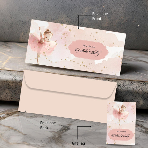 Personalised Money Envelopes - Little Ballerina Theme - Set of 20 - Chatterbox Labels - Envelopes