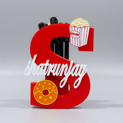 Personalised Name Stand & Pen Holder Movie Theme - Chatterbox Labels-3D Printed Gifts