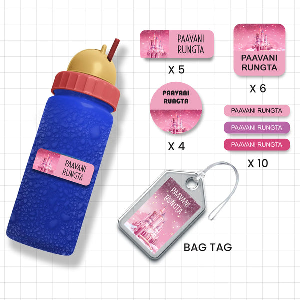 Assorted Shapes Waterproof Labels - Princess Castle Theme