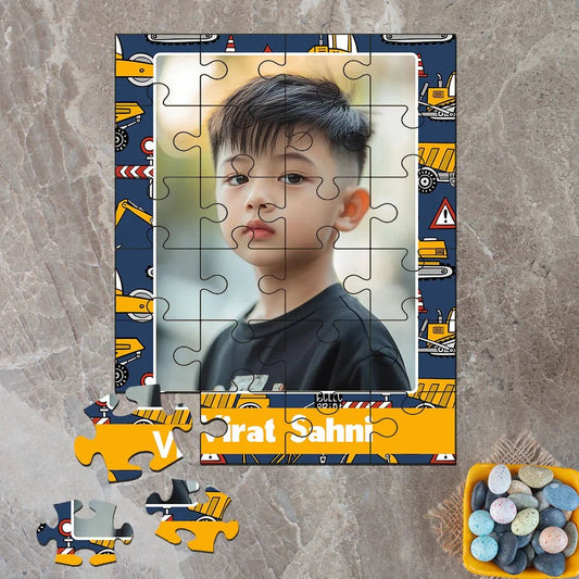 Custom Acrylic Photo Puzzle - Construction Vehicles Theme - Chatterbox Labels - Puzzle