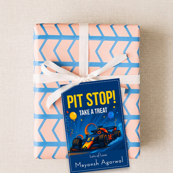 Personalised Gift tags / Gift Stickers - Racing Car Design