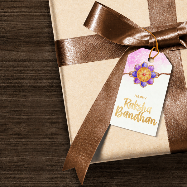 Custom Happy Rakhi Gift Tags- Golden Bond Design