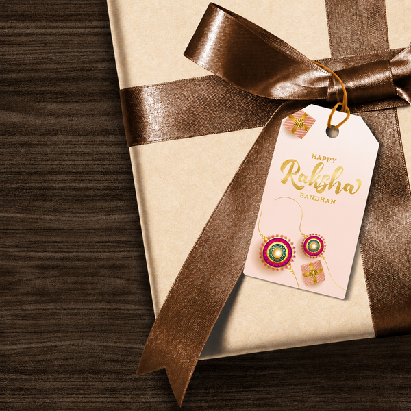 Custom Happy Rakhi Gift Tags- Golden Bond Design