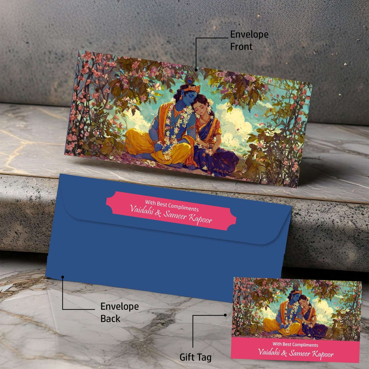 Personalised Money Envelopes - Krishna Leela Design - Chatterbox Labels - Envelopes