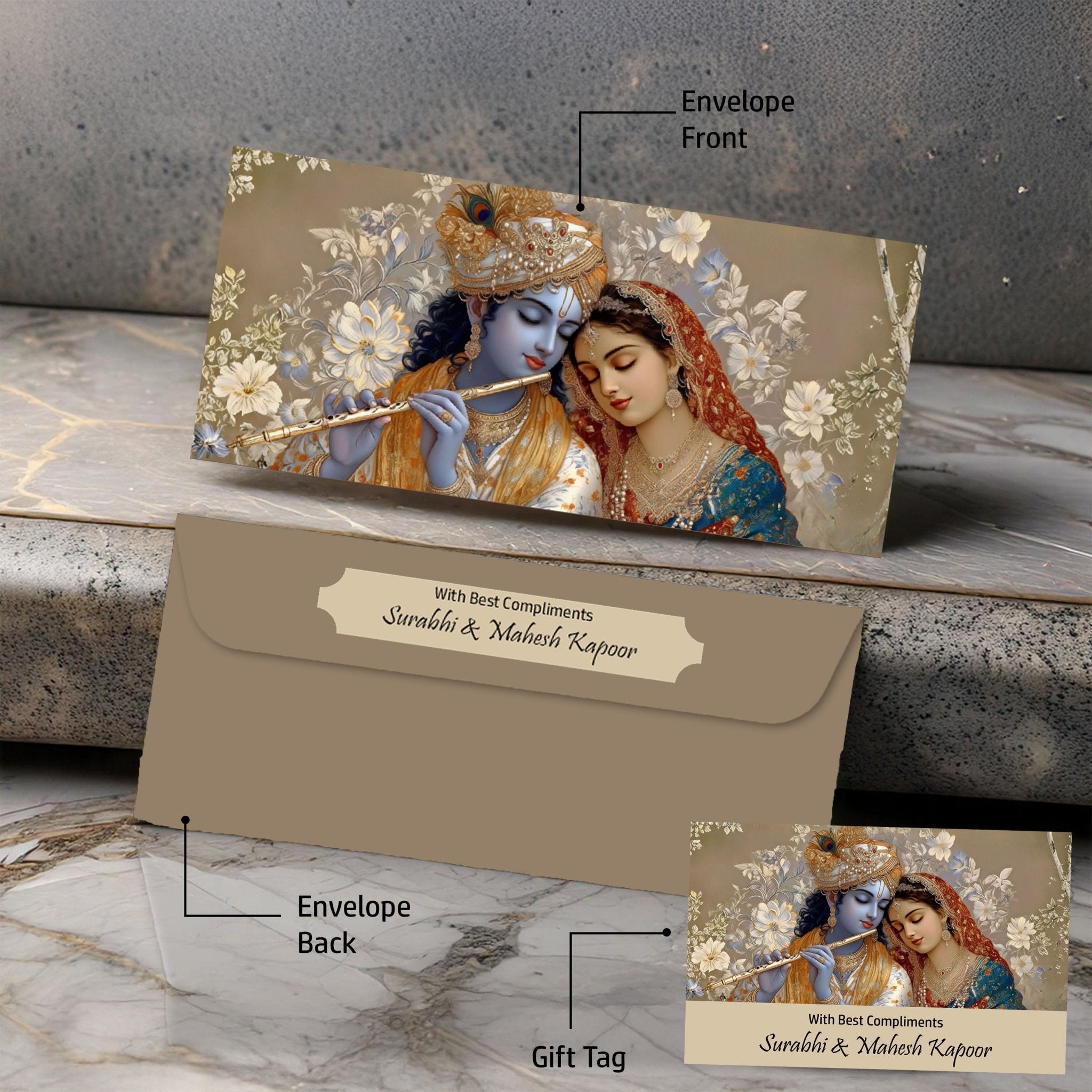 Personalised Money Envelopes - Vrindavan Elegance Design - Chatterbox Labels - Envelopes