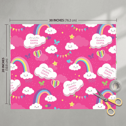 Custom Gift Wrapping Paper for Kids - Rainbow Skies Theme - Chatterbox Labels - Wrapping Paper