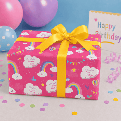 Custom Gift Wrapping Paper for Kids - Rainbow Skies Theme - Chatterbox Labels - Wrapping Paper