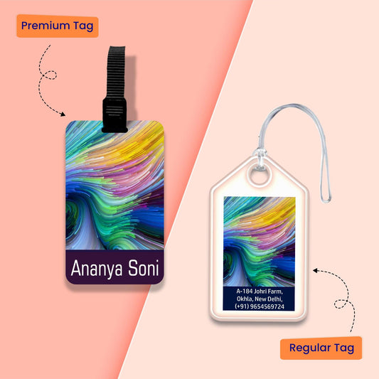 Set of 5 - Rainbow Swirl Design Bag Tags - Chatterbox Labels - Luggage Tags
