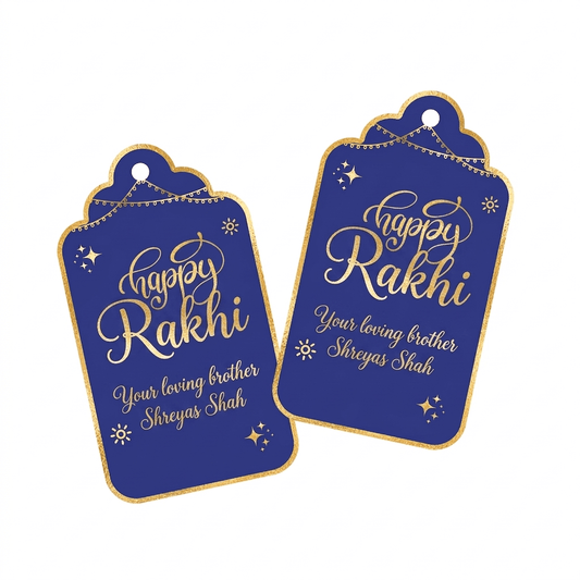 Custom Happy Rakhi Gold Foil Gift Tags - Chatterbox Labels-Gift Tags
