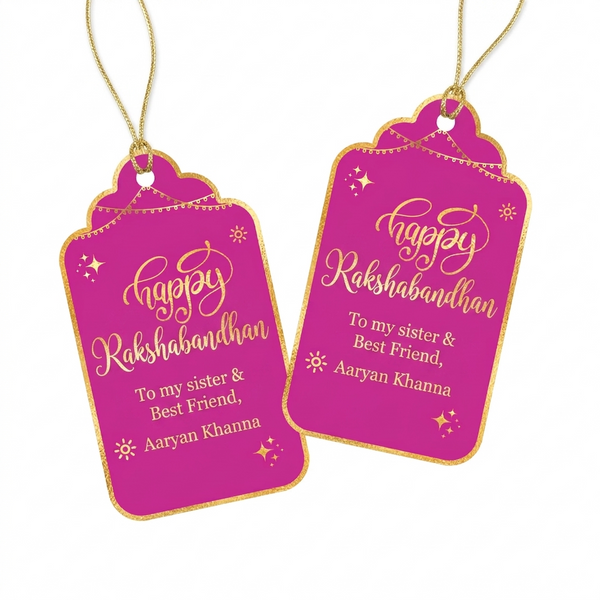 Custom Happy Rakhi Gold Foil Gift Tags