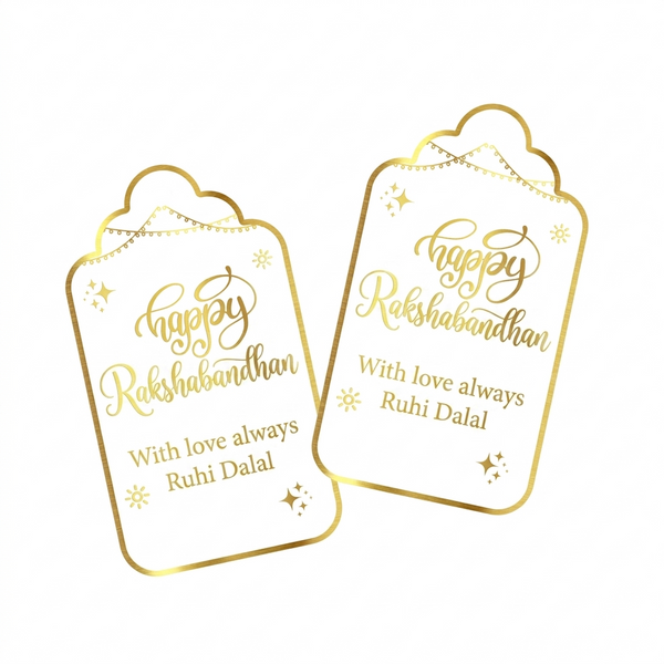 Custom Happy Rakhi Gold Foil Gift Tags