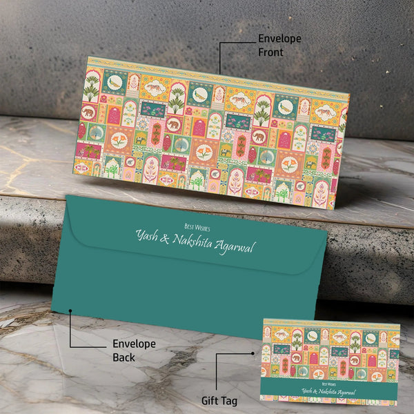Personalised Money Envelopes - Rang Mahal Design - Set of 20 - Chatterbox Labels - Envelopes