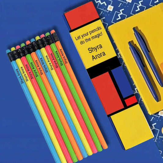 Return Gift - Personalised Pouch and Pencil - Chatterbox Labels - Pouch