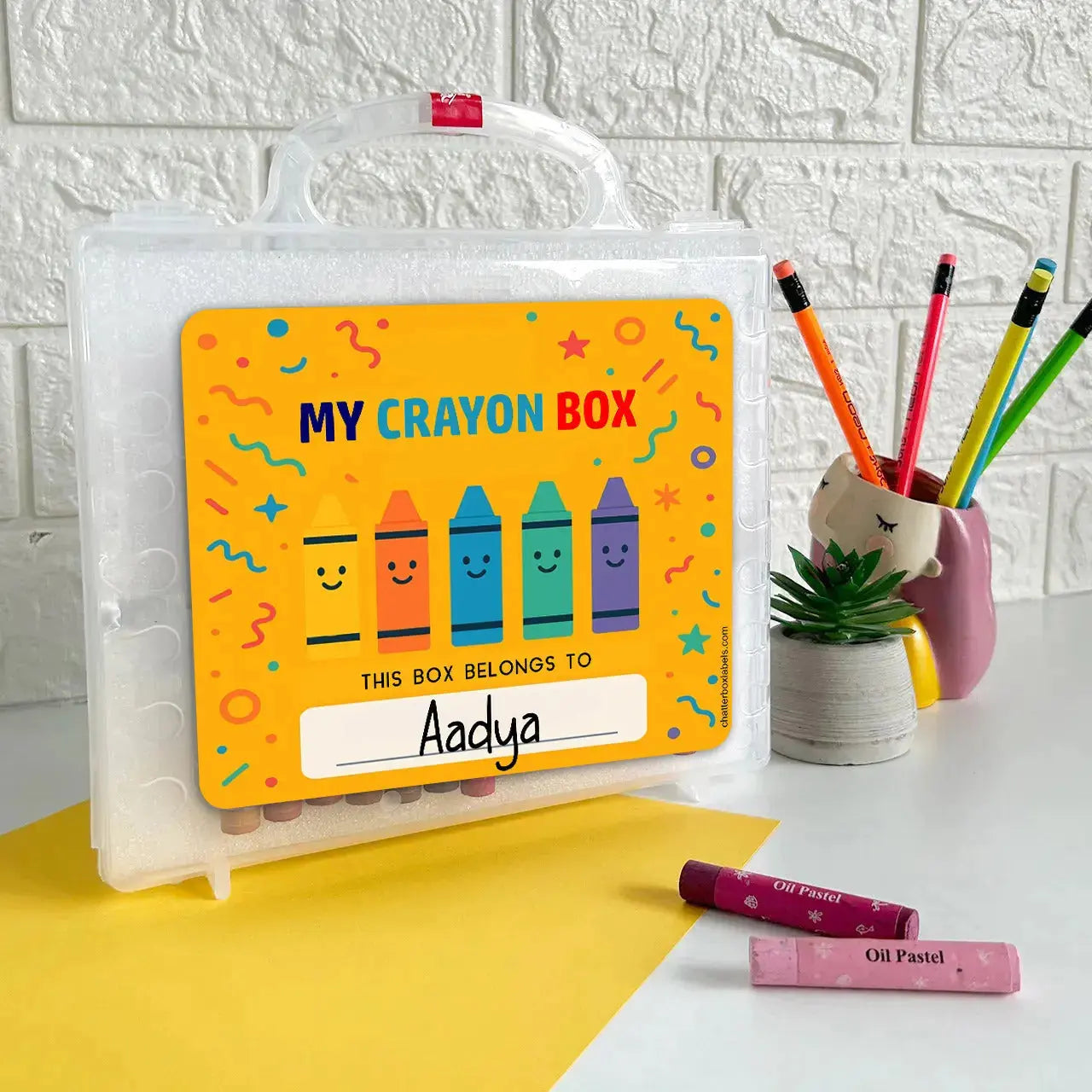 Personalised Crayon Set Chatterbox Labels