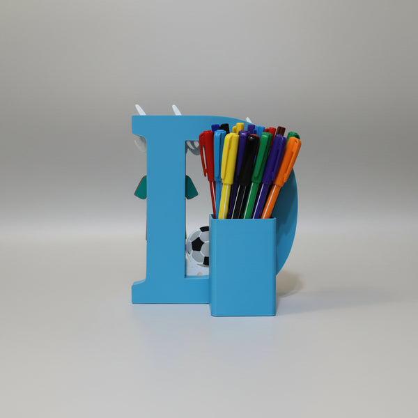 Personalised Name Stand & Pen Holder Football Ronaldo Theme