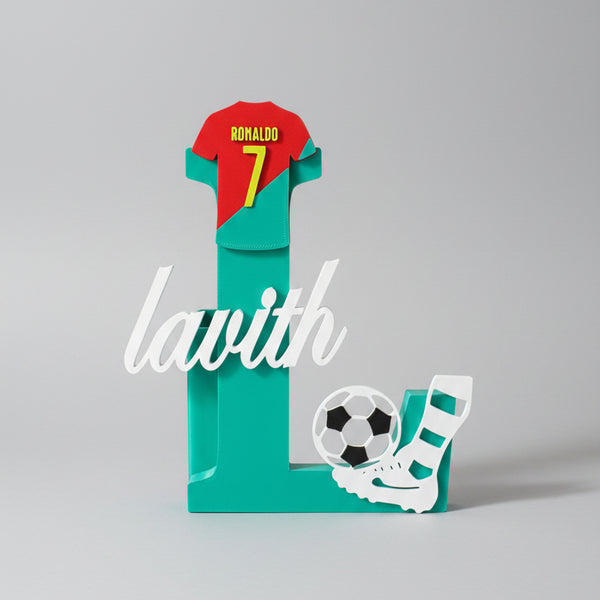 Personalised Name Stand & Pen Holder Football Ronaldo Theme