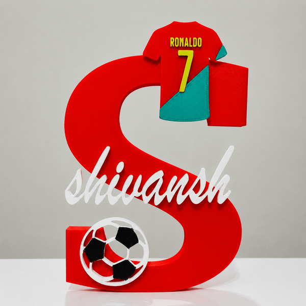 Personalised Name Stand & Pen Holder Football Ronaldo Theme - Chatterbox Labels-3D Printed Gifts