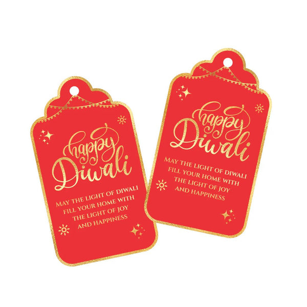 Happy Diwali Gold Foil Gift Tags - Sacred Red - Chatterbox Labels - Gift Tags