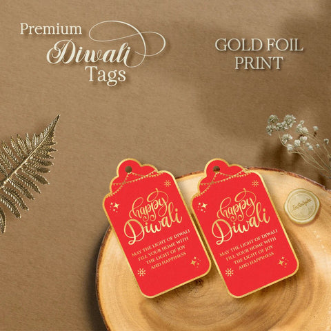Happy Diwali Gold Foil Gift Tags - Sacred Red - Chatterbox Labels - Gift Tags