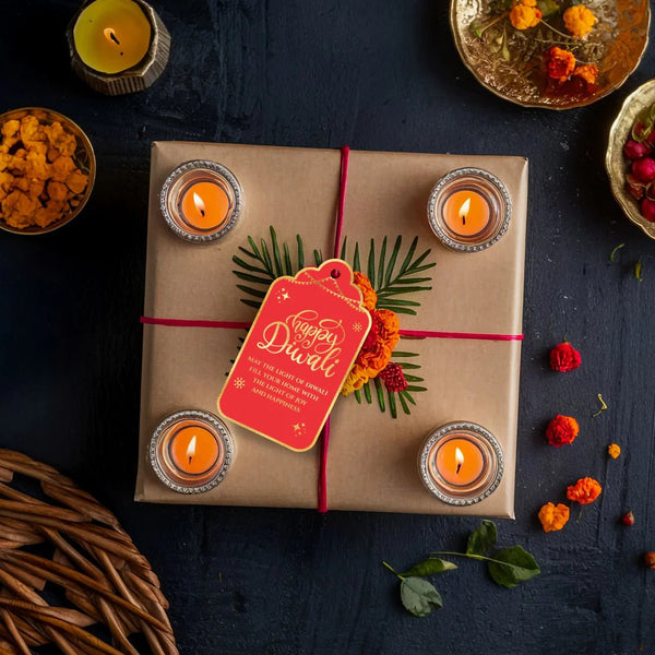 Happy Diwali Gold Foil Gift Tags - Sacred Red - Chatterbox Labels - Gift Tags