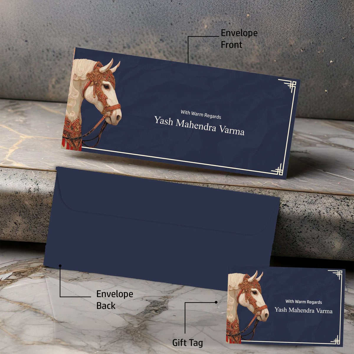 Personalised Money Envelopes - Royal Baraat Neel Design - Chatterbox Labels-Envelopes