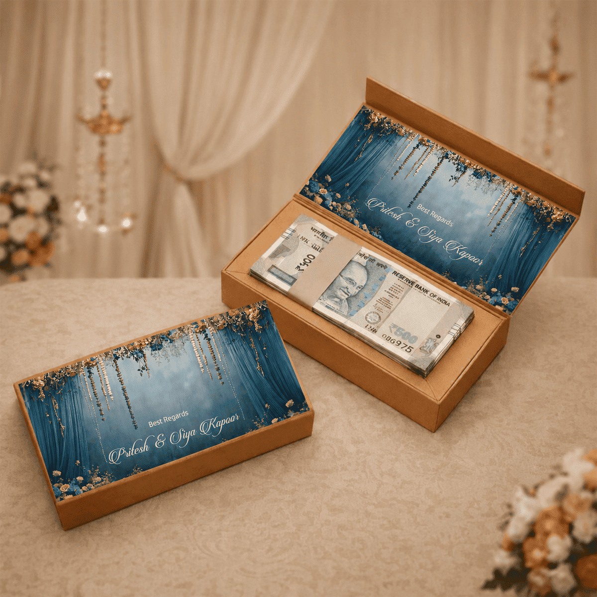 Personalised Shagun Cash Gift Box - Royal Canopy - Chatterbox Labels-Cash Box