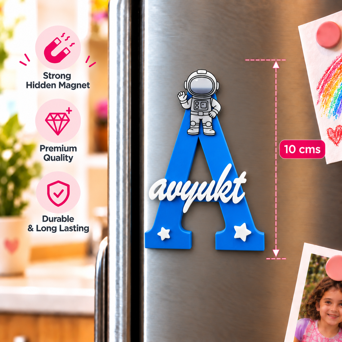 Astronaut Theme 3D Printed Magnetic Name Sign