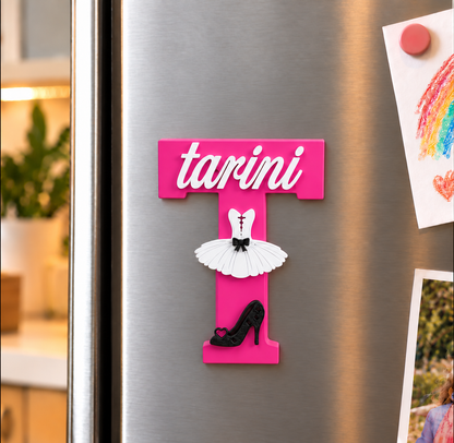 Ballerina Theme 3D Printed Magnetic Name Sign