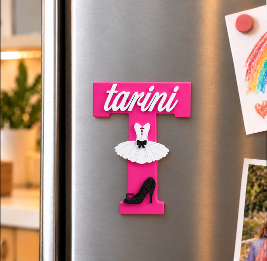 Ballerina Theme 3D Printed Magnetic Name Sign