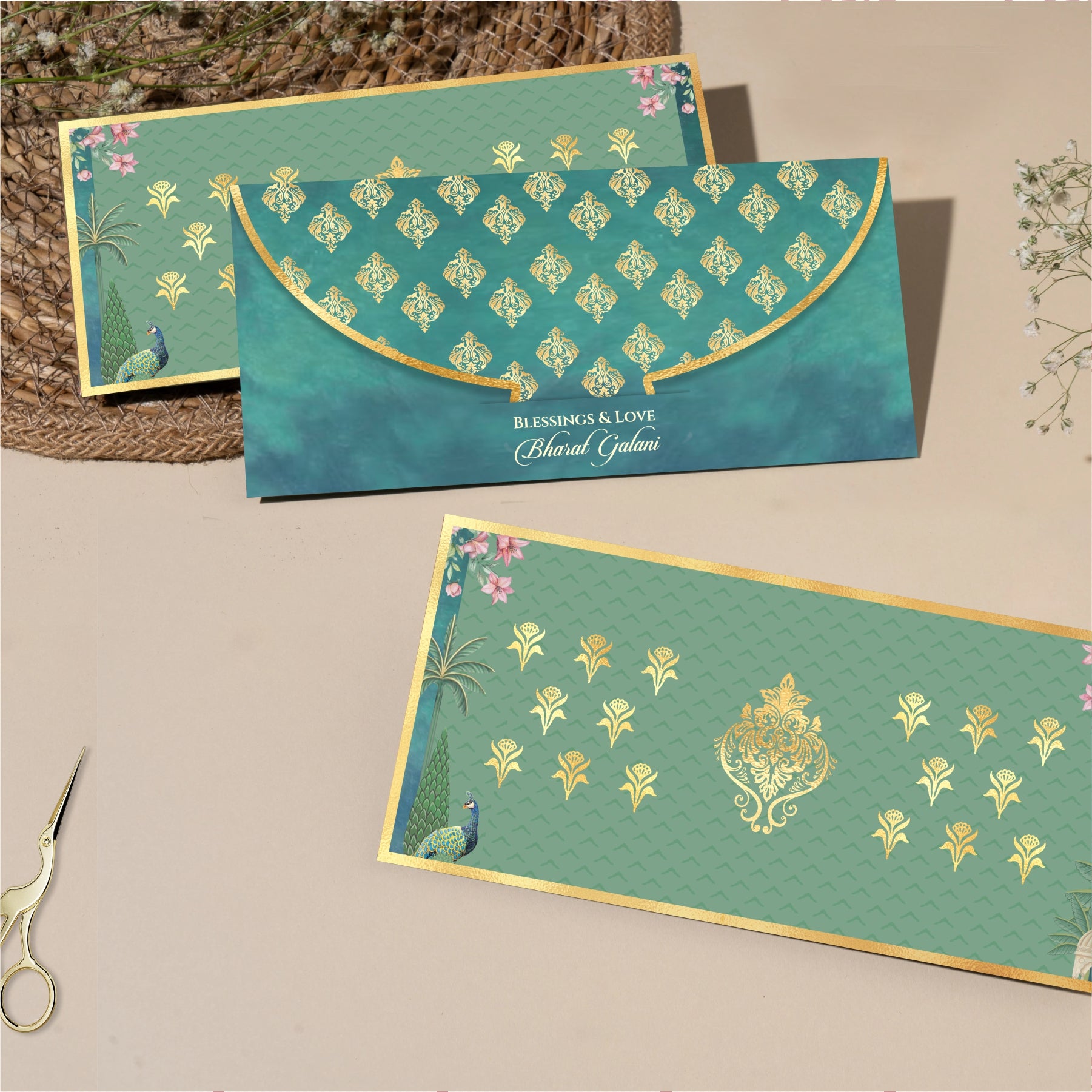 Luxe Gold Foil Money Envelopes - Emerald Royale - Chatterbox Labels - Luxe Envelopes