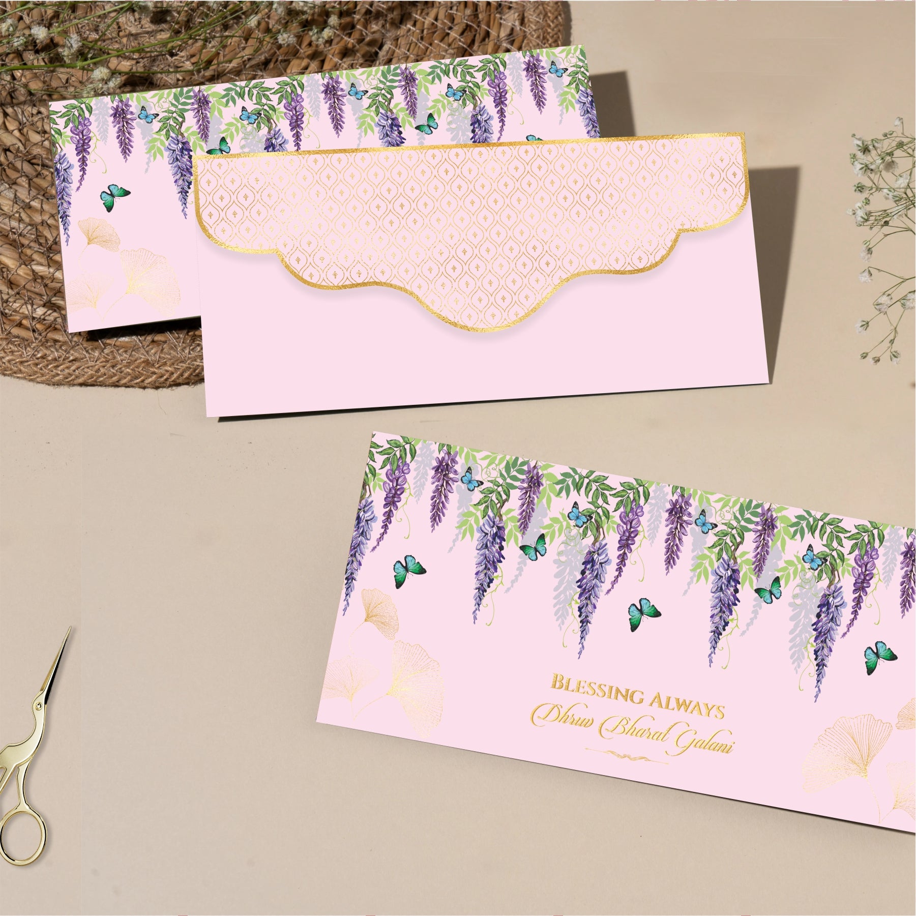 Luxe Gold Foil Money Envelopes - Violet Elegance - Chatterbox Labels - Luxe Envelopes