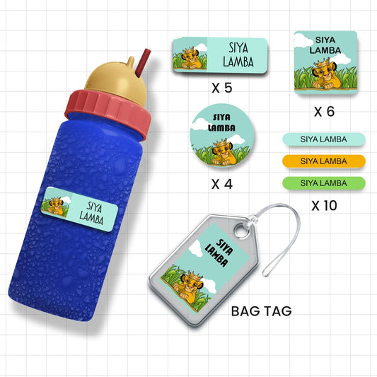 Assorted Shapes Waterproof Labels - Simba Design - Chatterbox Labels-Personalised Waterproof Stickers - Opaque