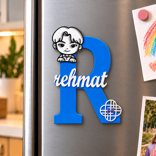 K-Pop Boy Band Theme 3D Printed Magnetic Name Sign