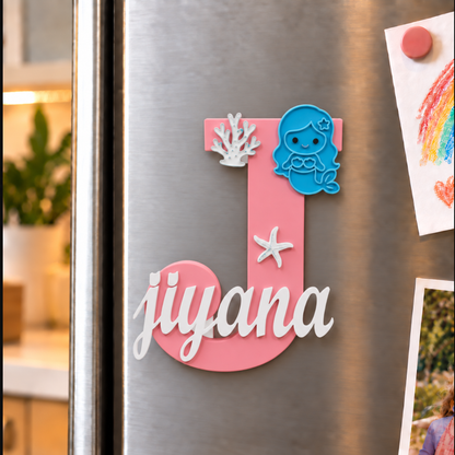 Mermaid 3D Printed Magnetic Name Sign
