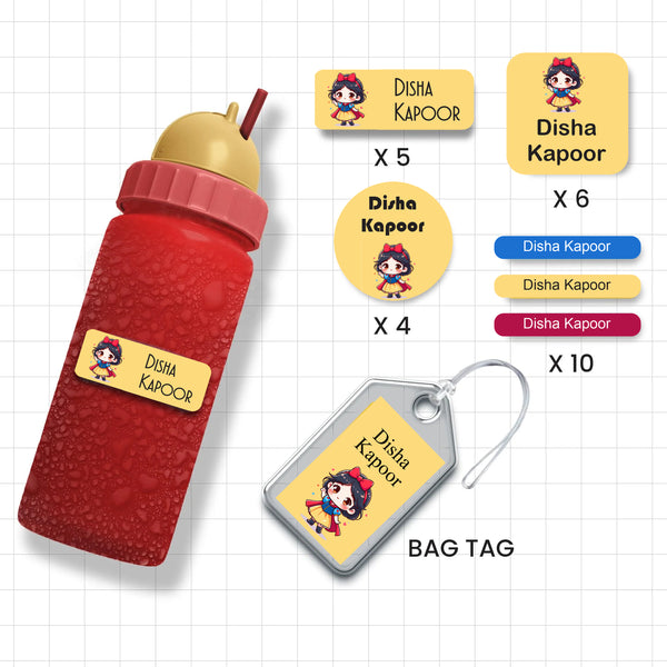 Assorted Shapes Waterproof Labels - Snow White Design