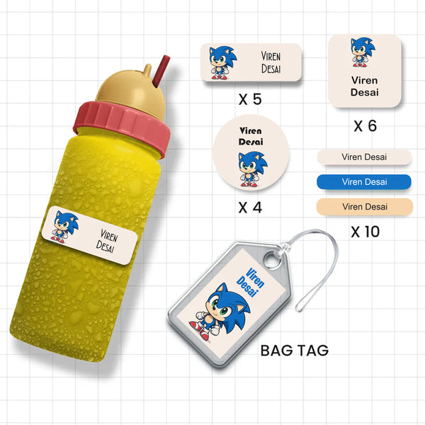 Assorted Shapes Waterproof Labels - Sonic Theme