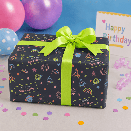 Custom Gift Wrapping Paper for Kids - Cosmic Cuties Theme - Chatterbox Labels - Wrapping Paper