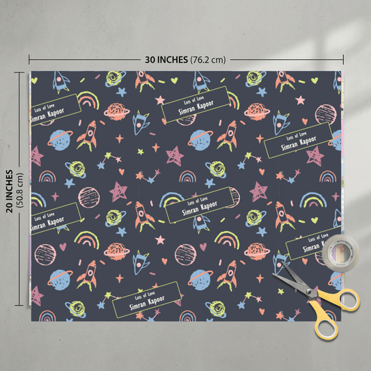 Custom Gift Wrapping Paper for Kids - Cosmic Cuties Theme - Chatterbox Labels - Wrapping Paper