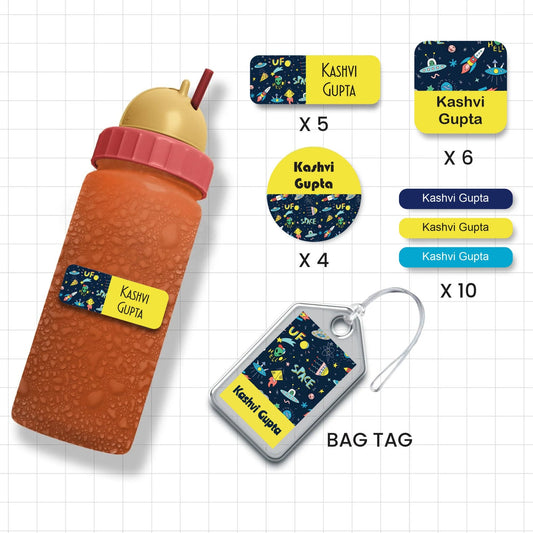 Assorted Waterproof Labels - Space Theme - Chatterbox Labels-Personalised Waterproof Stickers - Opaque