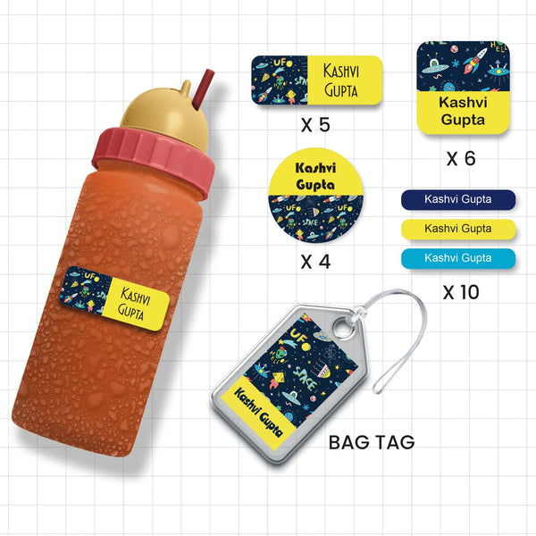 Assorted Waterproof Labels - Space Theme - Chatterbox Labels-Personalised Waterproof Stickers - Opaque