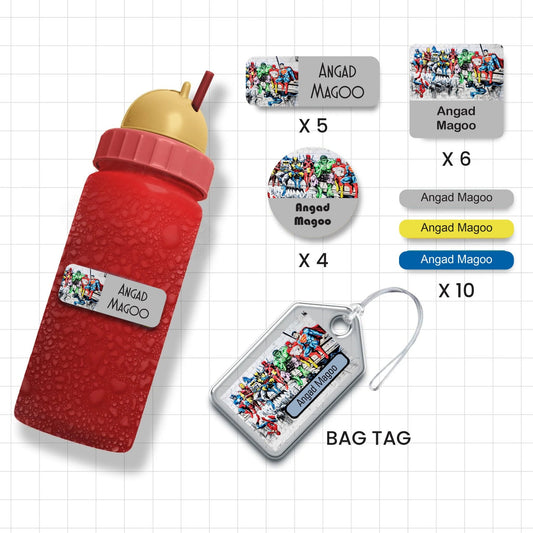 Assorted Waterproof Labels - Superhero Theme - Chatterbox Labels-Personalised Waterproof Stickers - Opaque