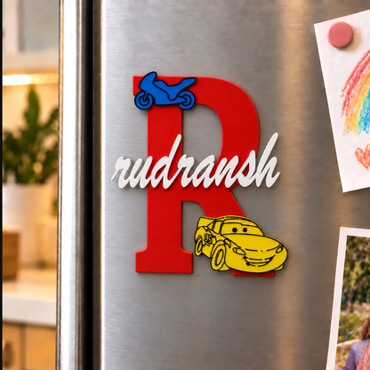 Cars Theme 3D Printed Magnetic Name Sign