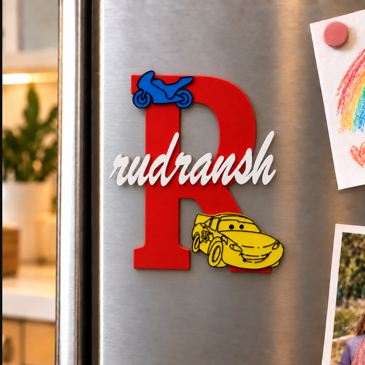 Cars Theme 3D Printed Magnetic Name Sign