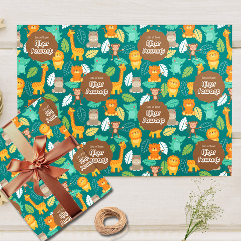Custom Gift Wrapping Paper - Safari Snuggles Design