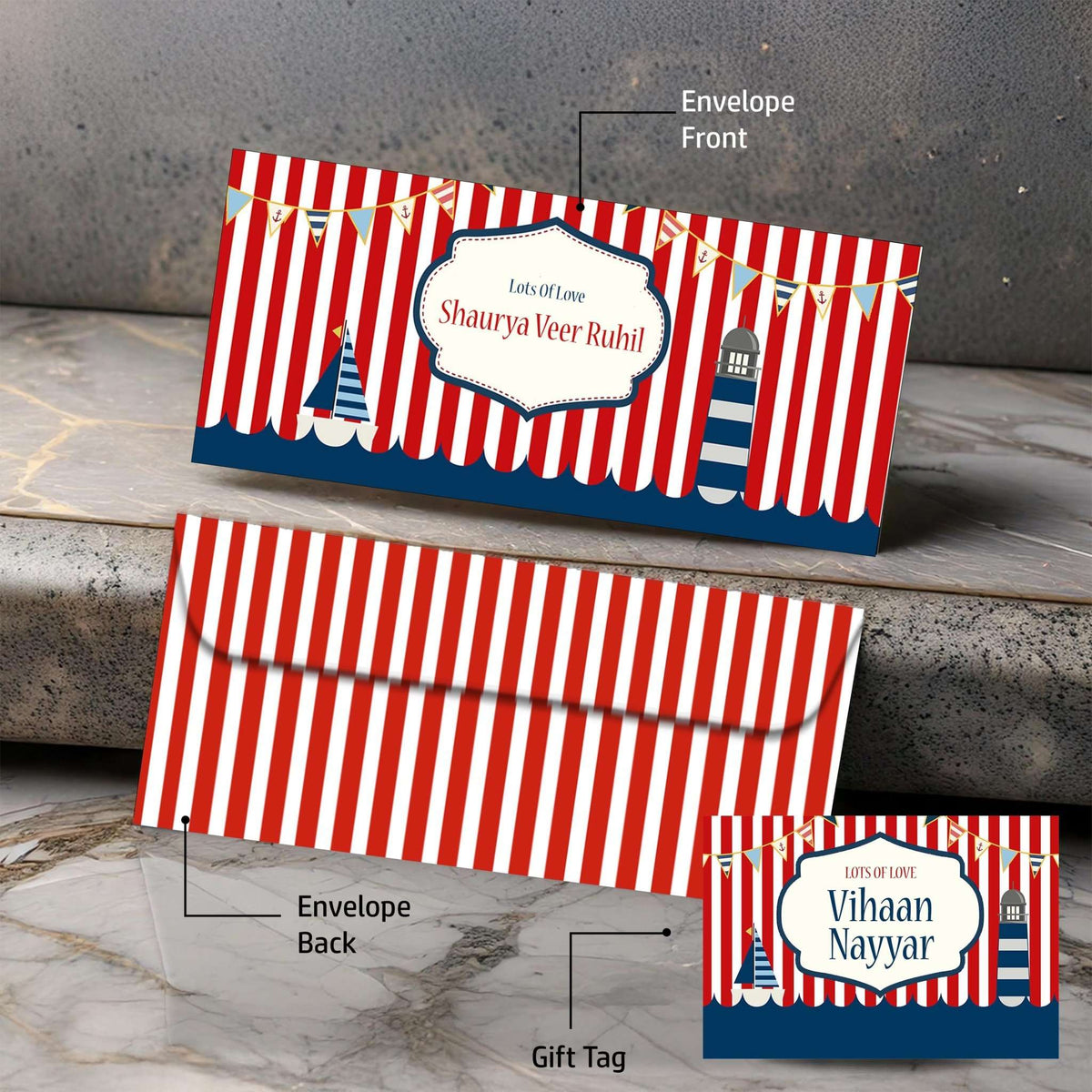 Personalised Money Envelopes - Sailor Theme - Set of 20 - Chatterbox Labels-Envelopes
