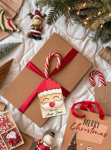 Personalized Christmas Gift Tag Santa Face