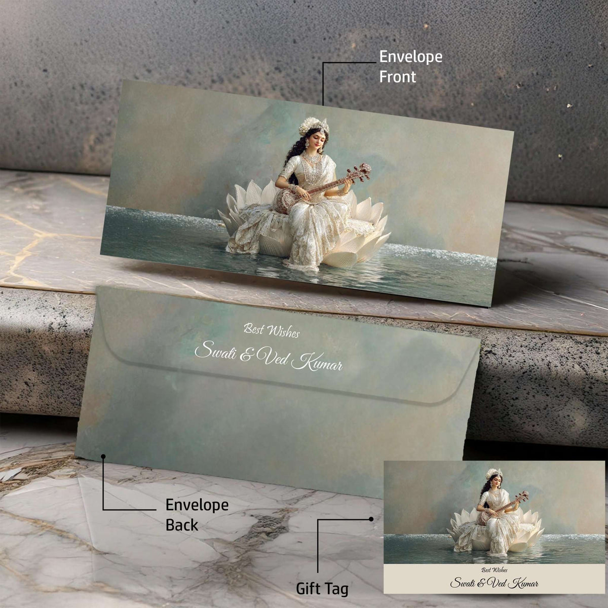 Personalised Money Envelopes - Saraswati Vidya Design - Chatterbox Labels-Envelopes