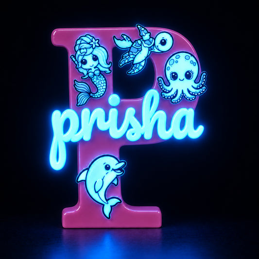 Sea Creatures Theme Personalised Name Stand Glow In The Dark