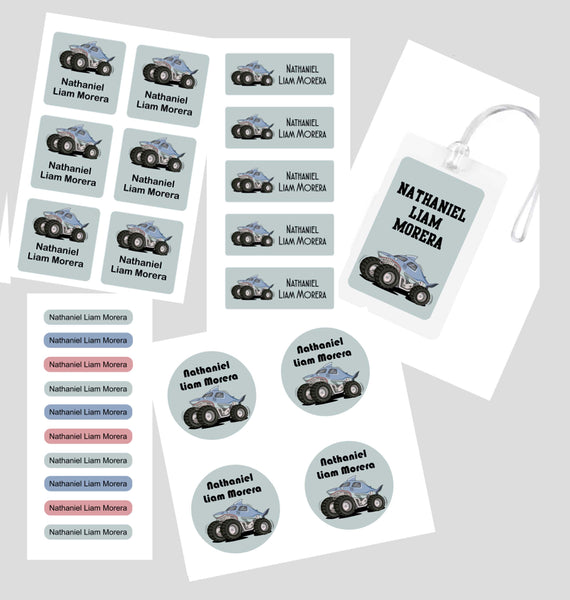 Assorted Waterproof Labels - Shark Monster Truck Theme Chatterbox Labels