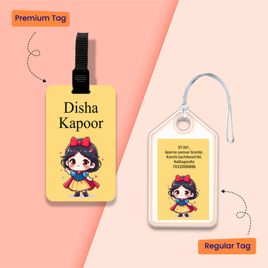 Personalized Bag Tags for Kids - Snow White Design - Chatterbox Labels - Bag Tags